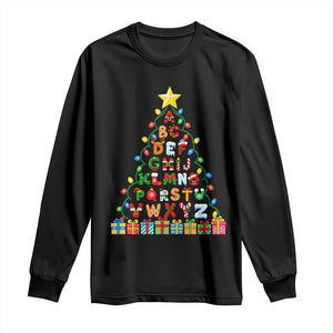 Funny Alphabet Christmas Tree Long Sleeve Shirt Kindergarten Teacher Holiday Gift