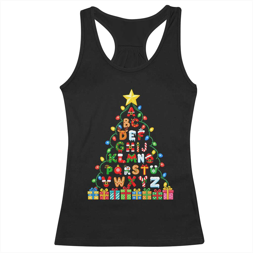 Funny Alphabet Christmas Tree Racerback Tank Top Kindergarten Teacher Holiday Gift
