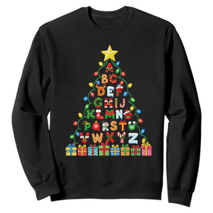 Funny Alphabet Christmas Tree Sweatshirt Kindergarten Teacher Holiday Gift