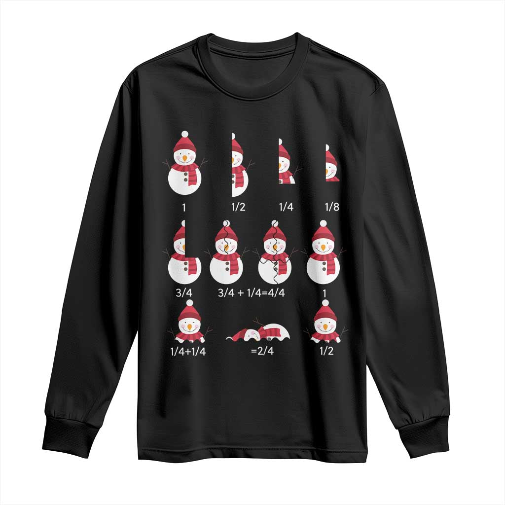 Christmas Math Teacher Long Sleeve Shirt Snowman Fractions Educational Equation Gift