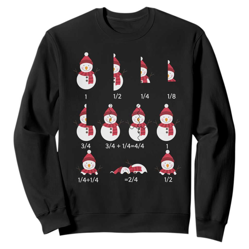 Christmas Math Teacher Sweatshirt Snowman Fractions Educational Equation Gift