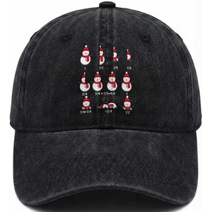 Christmas Math Teacher Washed Cotton Baseball Cap Snowman Fractions Educational Equation Gift