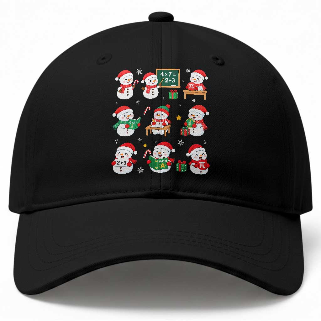 Snowman Christmas Math Teacher Baseball Cap Funny Educator Xmas Gift
