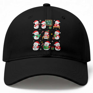 Snowman Christmas Math Teacher Baseball Cap Funny Educator Xmas Gift
