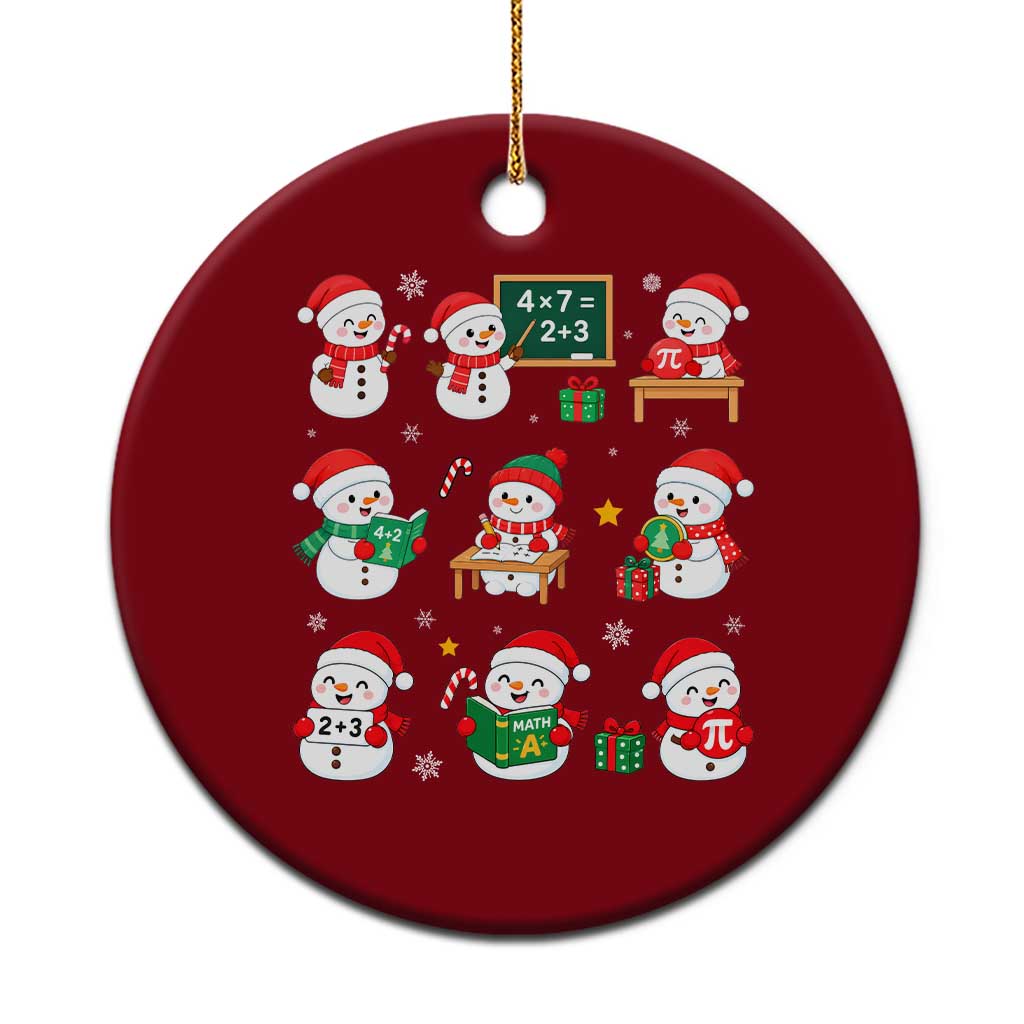Snowman Christmas Math Teacher Ceramic Ornament Funny Educator Xmas Gift