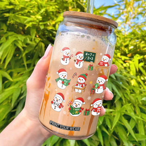 Snowman Christmas Math Teacher Glass Can Funny Educator Xmas Gift