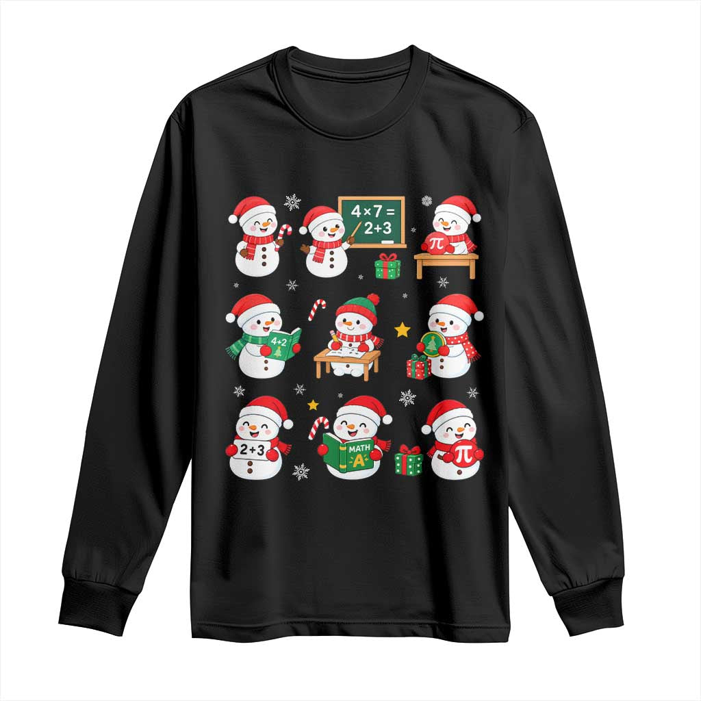 Snowman Christmas Math Teacher Long Sleeve Shirt Funny Educator Xmas Gift