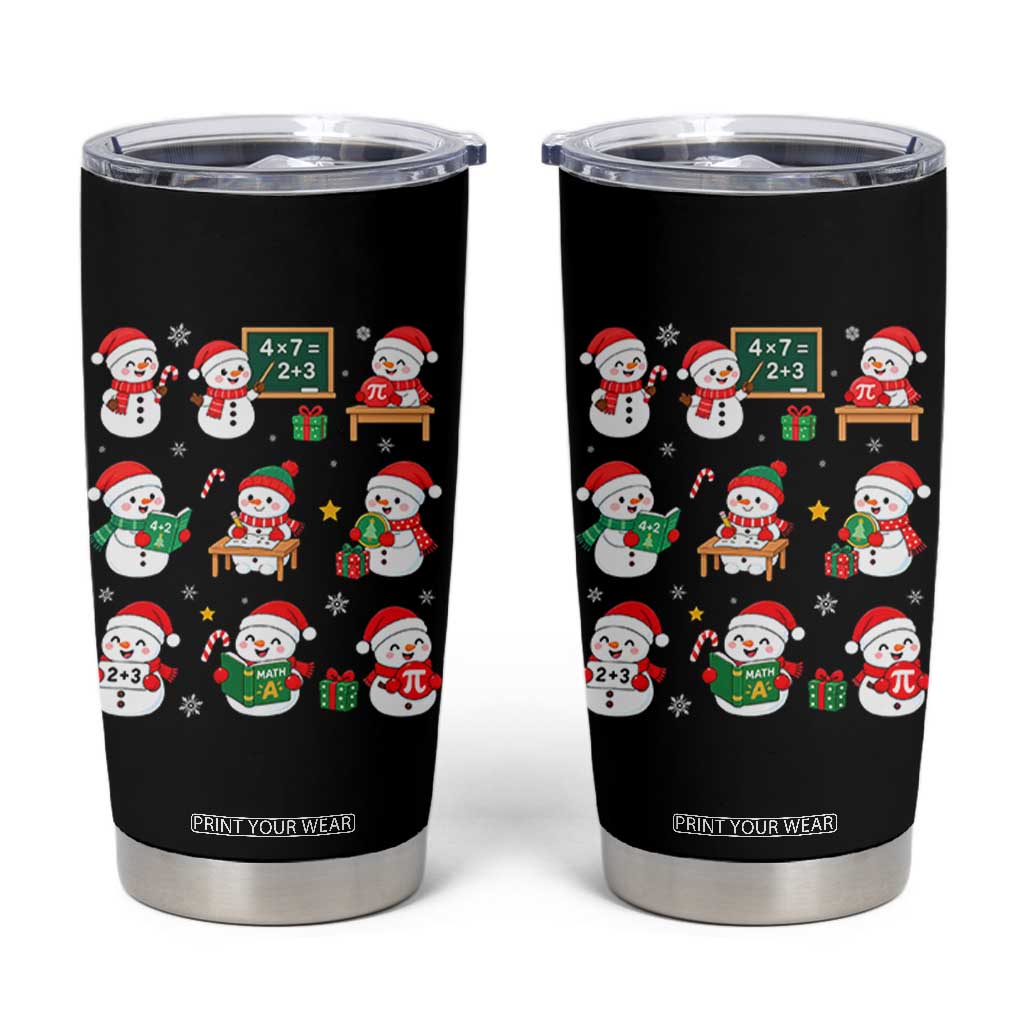 Snowman Christmas Math Teacher Tumbler Cup Funny Educator Xmas Gift