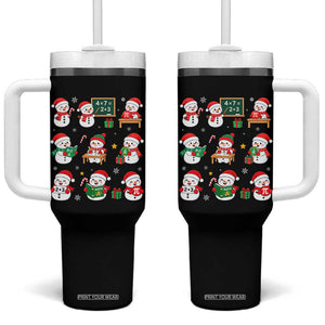 Snowman Christmas Math Teacher Tumbler With Handle Funny Educator Xmas Gift