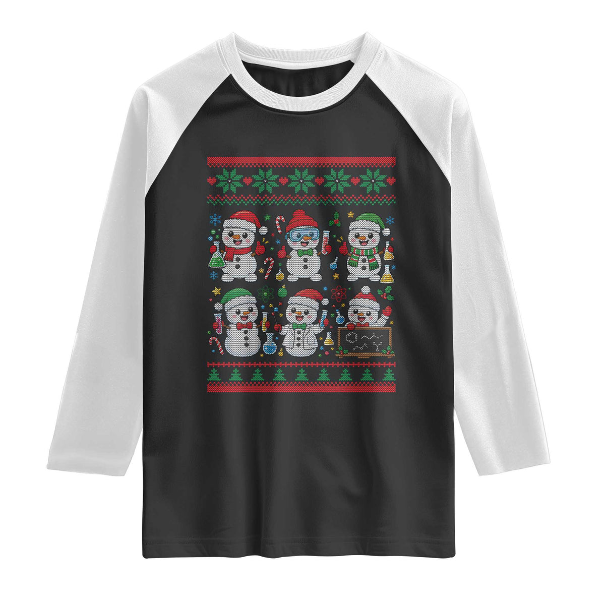 Chemistry Science Snowman Raglan Shirt Laboratory Teacher Christmas Gift