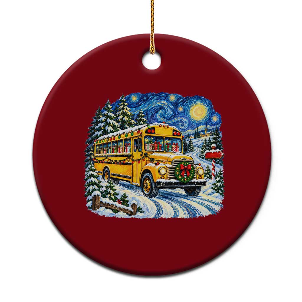 Starry Night Christmas School Bus Ceramic Ornament Bus Driver Gift