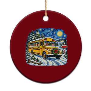 Starry Night Christmas School Bus Ceramic Ornament Bus Driver Gift