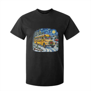 Starry Night Christmas School Bus T Shirt For Kid Bus Driver Gift