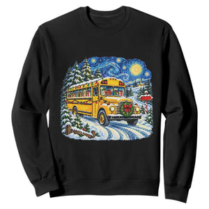 Starry Night Christmas School Bus Sweatshirt Bus Driver Gift