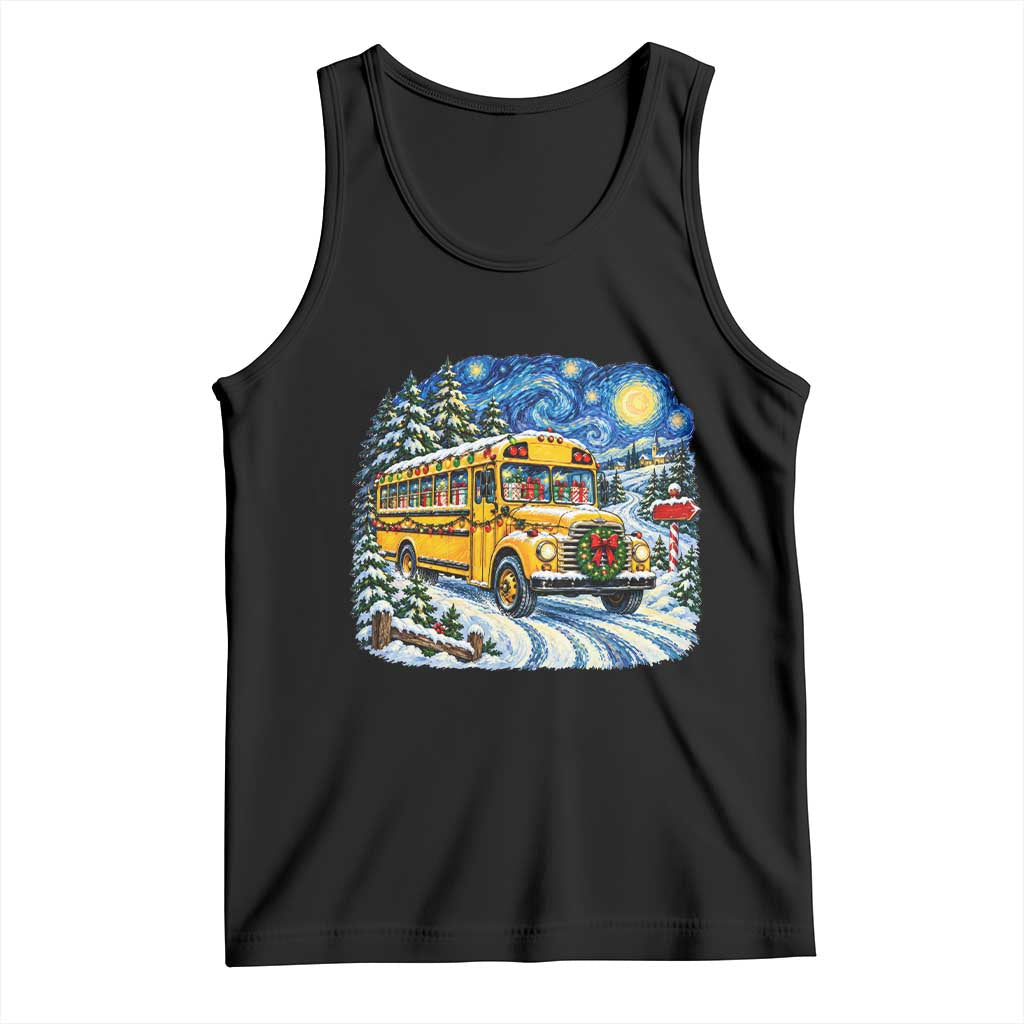 Starry Night Christmas School Bus Tank Top Bus Driver Gift