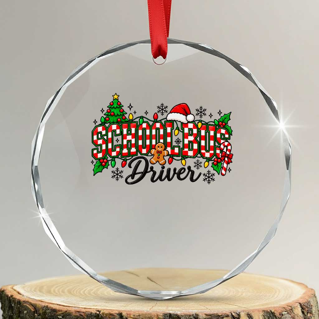 School Bus Driver Christmas Crystal Glass Ornament Transportation Appreciation Gift