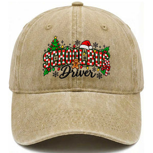 School Bus Driver Christmas Washed Cotton Baseball Cap Transportation Appreciation Gift