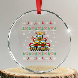 Funny Christmas Tree School Bus Driver Crystal Glass Ornament Holiday Transportation Gift