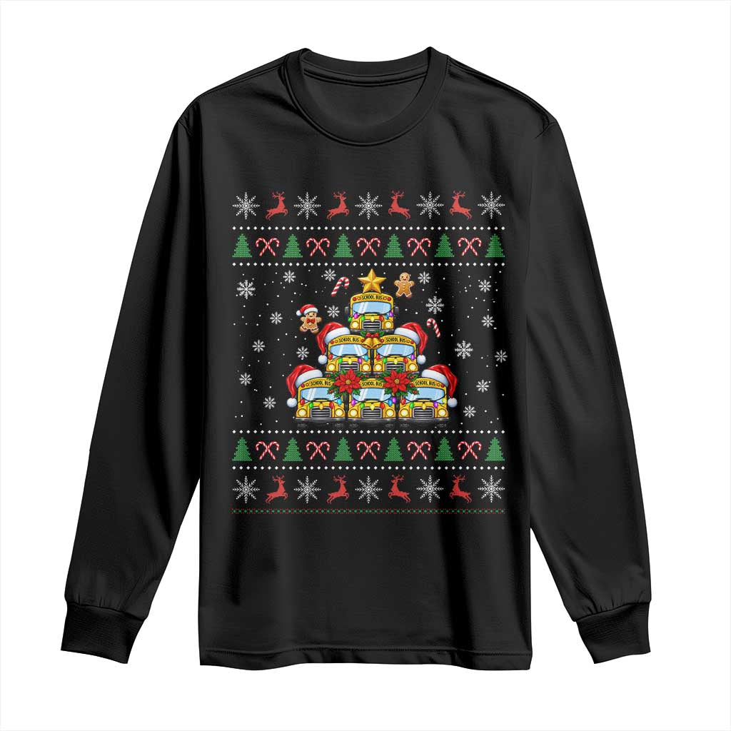 Funny Christmas Tree School Bus Driver Long Sleeve Shirt Holiday Transportation Gift