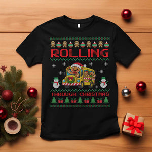 Funny Gingerbread School Bus Driver T Shirt Rolling Through Christmas Gift