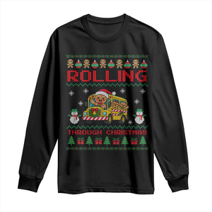 Funny Gingerbread School Bus Driver Long Sleeve Shirt Rolling Through Christmas Gift