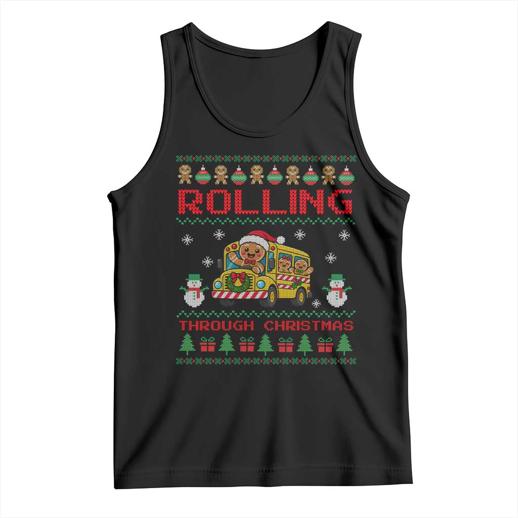 Funny Gingerbread School Bus Driver Tank Top Rolling Through Christmas Gift