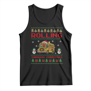 Funny Gingerbread School Bus Driver Tank Top Rolling Through Christmas Gift