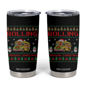 Funny Gingerbread School Bus Driver Tumbler Cup Rolling Through Christmas Gift