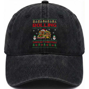 Funny Gingerbread School Bus Driver Washed Cotton Baseball Cap Rolling Through Christmas Gift