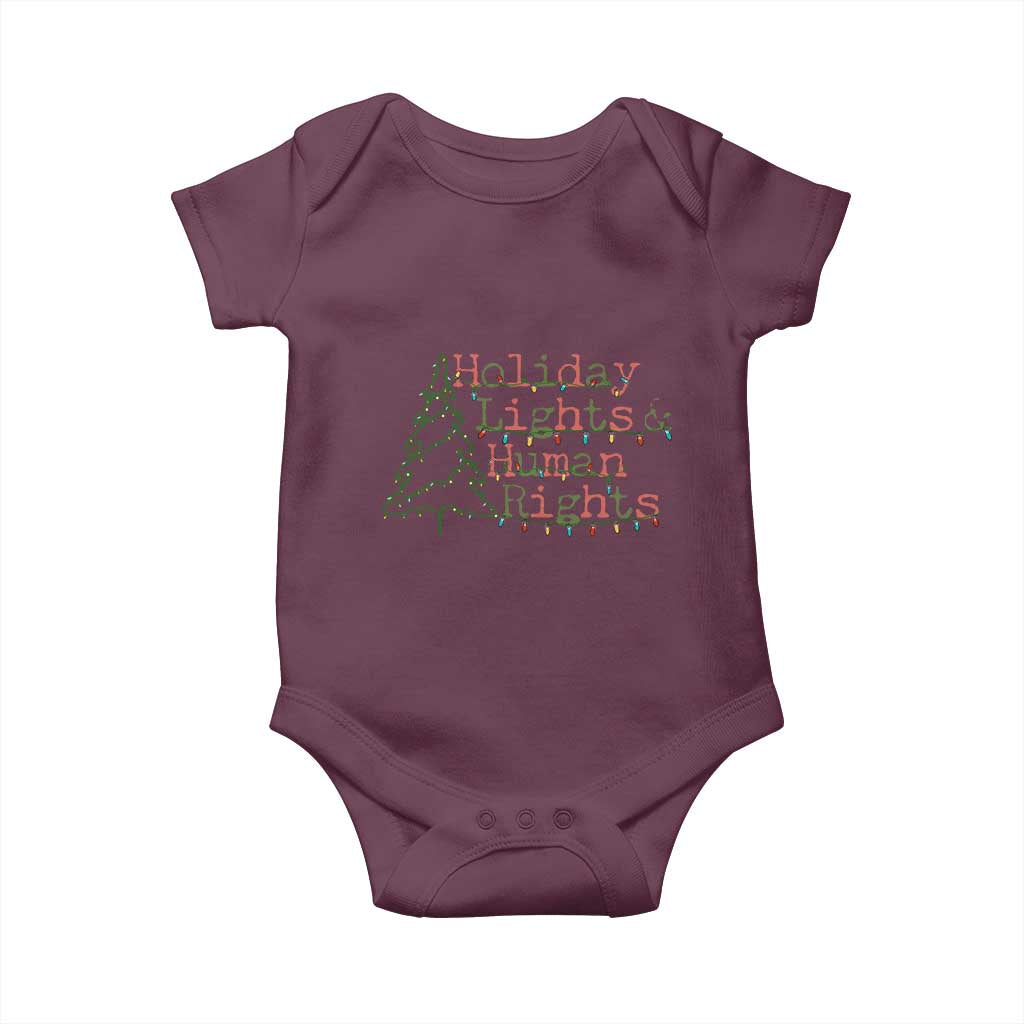 Xmas Holiday Lights And Human Rights Baby Onesie Equality Supporter Gift TS12 Maroon Print Your Wear