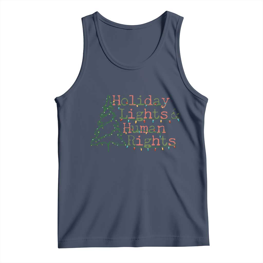 Xmas Holiday Lights And Human Rights Tank Top Equality Supporter Gift TS12 Navy Print Your Wear