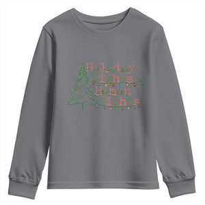 Xmas Holiday Lights And Human Rights Youth Sweatshirt Equality Supporter Gift TS12 Charcoal Print Your Wear