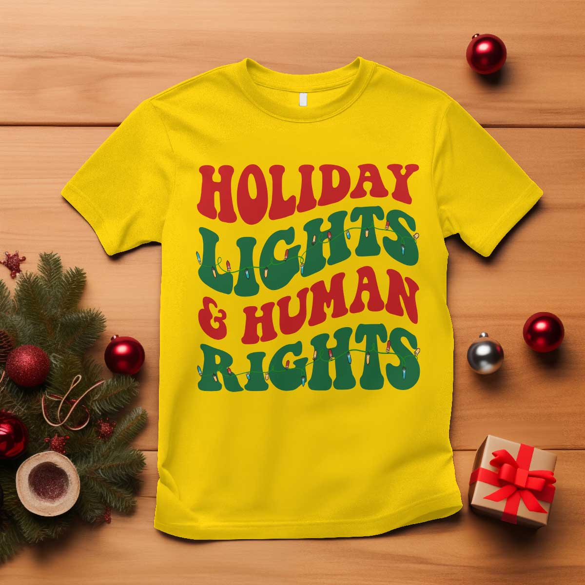 Holiday Lights And Human Rights T Shirt Supporter Gift For Civil Rights TS12 Daisy Print Your Wear