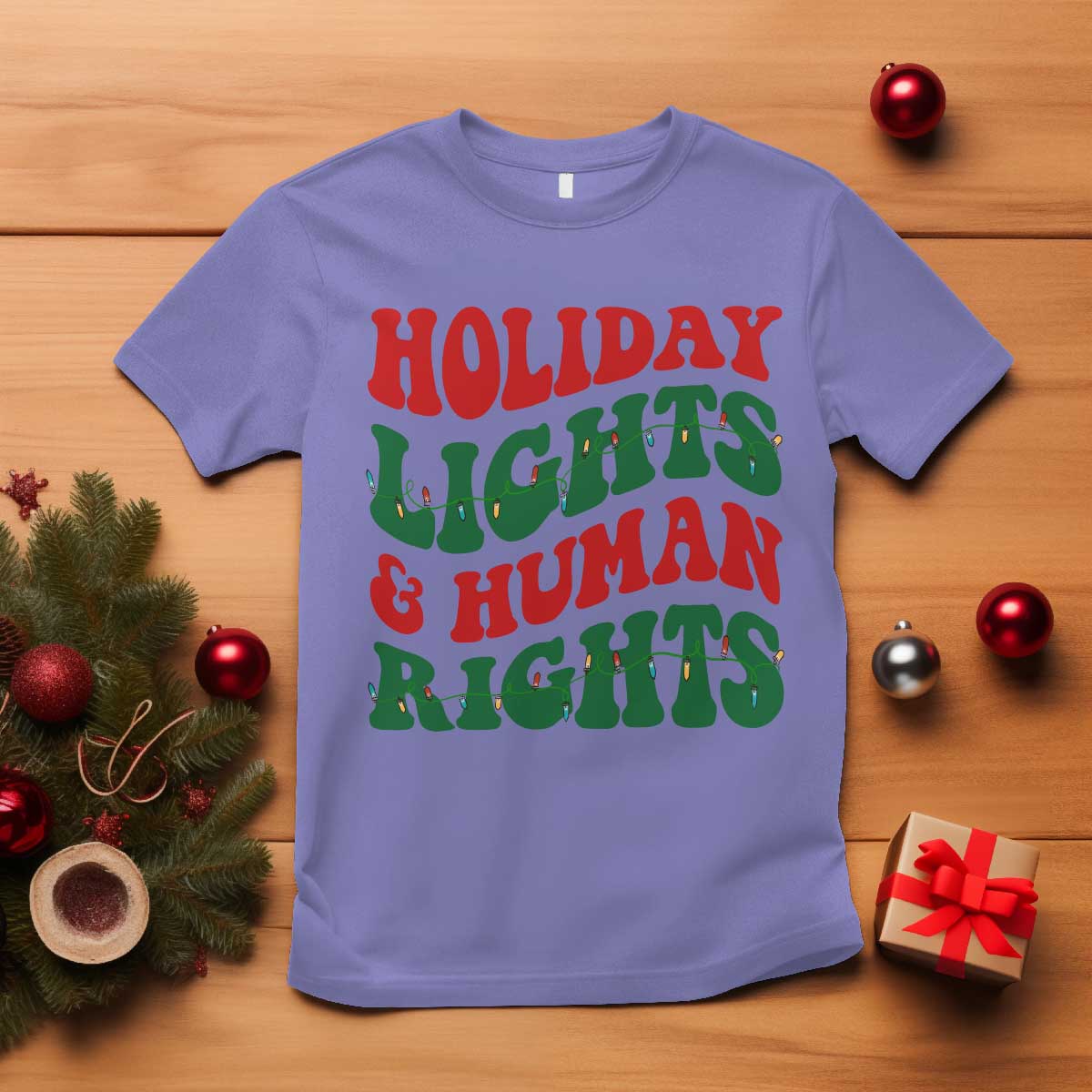 Holiday Lights And Human Rights T Shirt Supporter Gift For Civil Rights TS12 Violet Print Your Wear