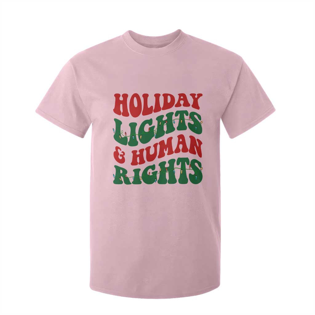 Holiday Lights And Human Rights T Shirt For Kid Supporter Gift For Civil Rights TS12 Light Pink Print Your Wear