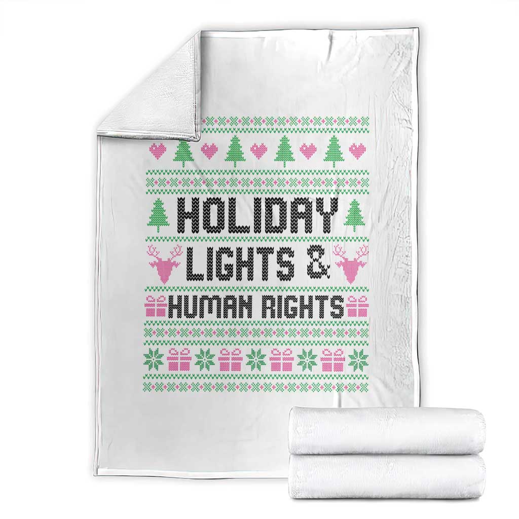 Christmas Lights For Human Rights Throw Blanket Equality Supporter Gift TS12 White Print Your Wear