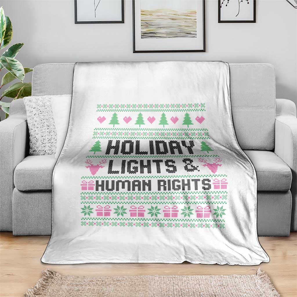 Christmas Lights For Human Rights Throw Blanket Equality Supporter Gift TS12 Print Your Wear