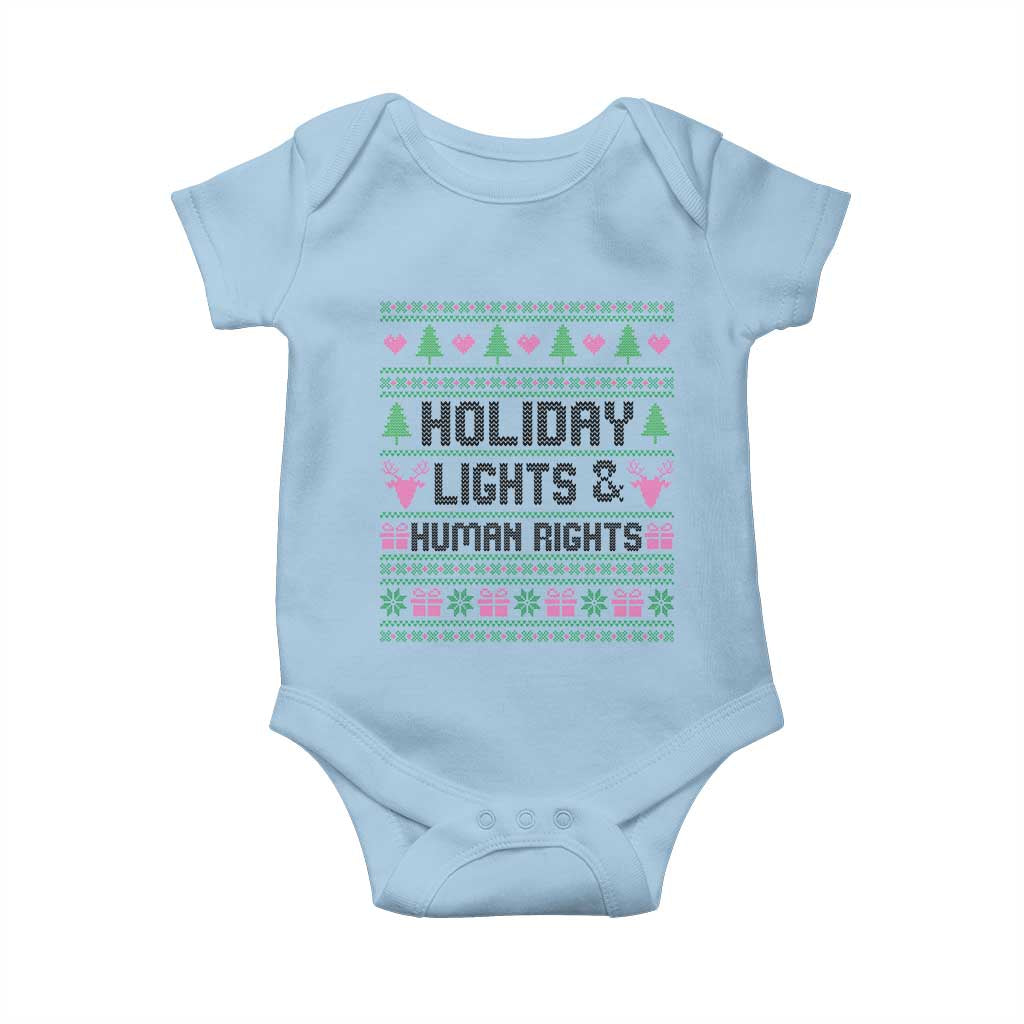 Christmas Lights For Human Rights Baby Onesie Equality Supporter Gift TS12 Light Blue Print Your Wear
