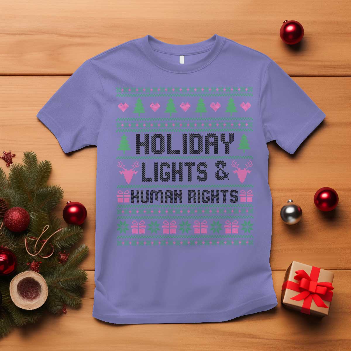 Christmas Lights For Human Rights T Shirt Equality Supporter Gift TS12 Violet Print Your Wear