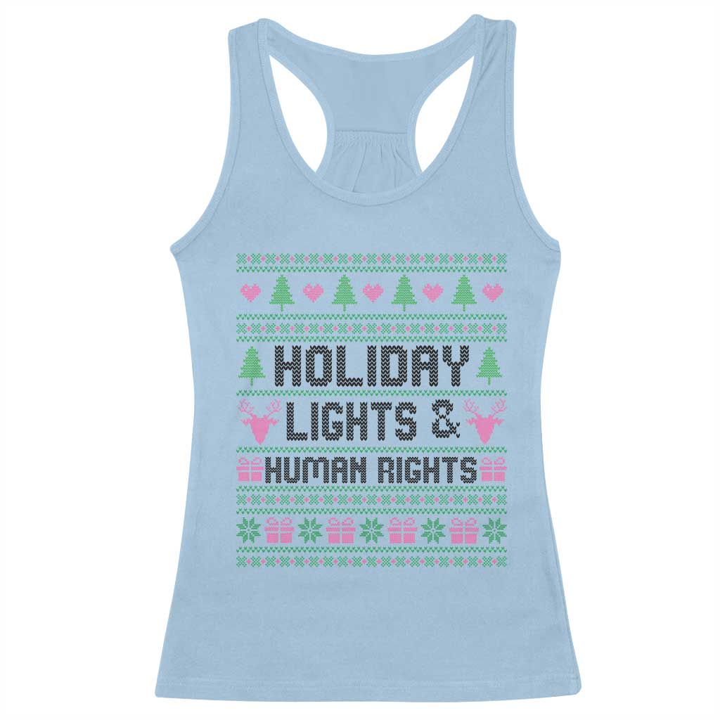 Christmas Lights For Human Rights Racerback Tank Top Equality Supporter Gift TS12 Light Blue Print Your Wear