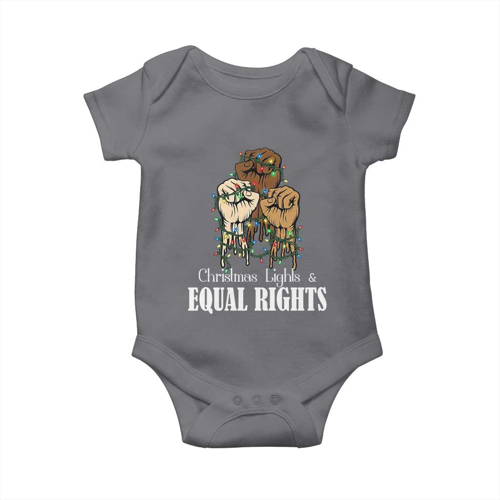 Christmas Lights And Equal Rights Baby Onesie Diversity Xmas Gift TS12 Charcoal Print Your Wear