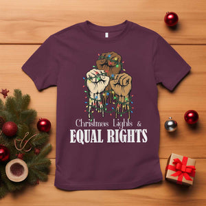 Christmas Lights And Equal Rights T Shirt Diversity Xmas Gift TS12 Maroon Print Your Wear