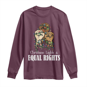 Christmas Lights And Equal Rights Long Sleeve Shirt Diversity Xmas Gift TS12 Maroon Print Your Wear