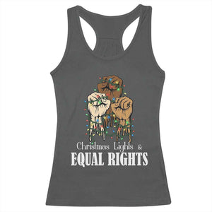 Christmas Lights And Equal Rights Racerback Tank Top Diversity Xmas Gift TS12 Dark Heather Print Your Wear