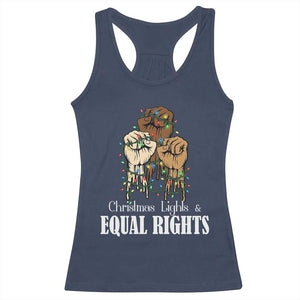 Christmas Lights And Equal Rights Racerback Tank Top Diversity Xmas Gift TS12 Navy Print Your Wear