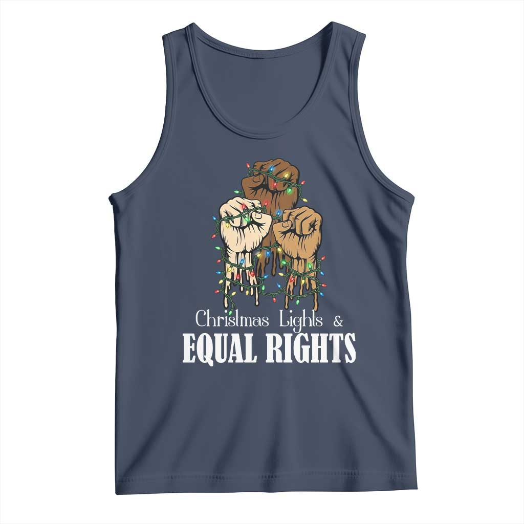 Christmas Lights And Equal Rights Tank Top Diversity Xmas Gift TS12 Navy Print Your Wear