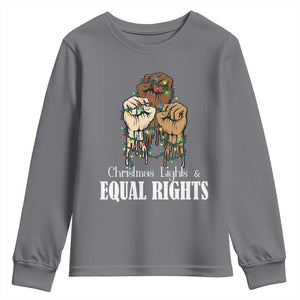 Christmas Lights And Equal Rights Youth Sweatshirt Diversity Xmas Gift TS12 Charcoal Print Your Wear