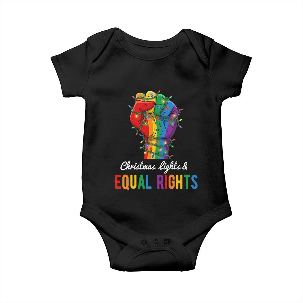 Christmas Lights Equal Rights Baby Onesie LGBT Hands Supporter Gift TS12 Black Print Your Wear