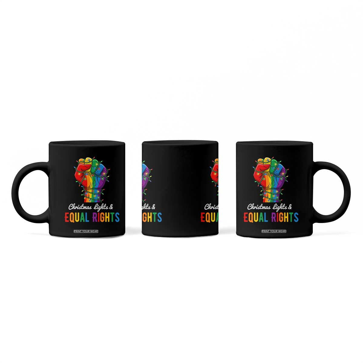 Christmas Lights Equal Rights Coffee Mug LGBT Hands Supporter Gift TS12 Print Your Wear