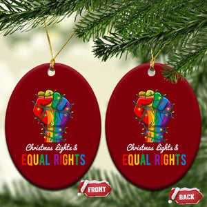 Christmas Lights Equal Rights Ceramic Ornament LGBT Hands Supporter Gift TS12 Print Your Wear